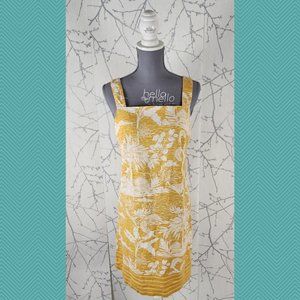San Francisco Yellow Floral Printed Linen Blend Shift Dress